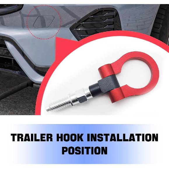 Car Front Bumper Tow Hook, Racing Track Style Trailer Ring Hook, Alloy Durable Cars Screw-on Tow Hook, Fit for 97-06 BMW 3/5/7 Series, 03-14 Mini
