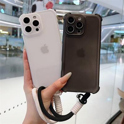 Com Cordão Capa de Celular Transparente Fosca Para Oppo A5 Pro A5X A3X A5 A80 A40 A60 A79 A98 A74 A78 A38 A18 Capa com Alça de Pulso à Prova de Choque