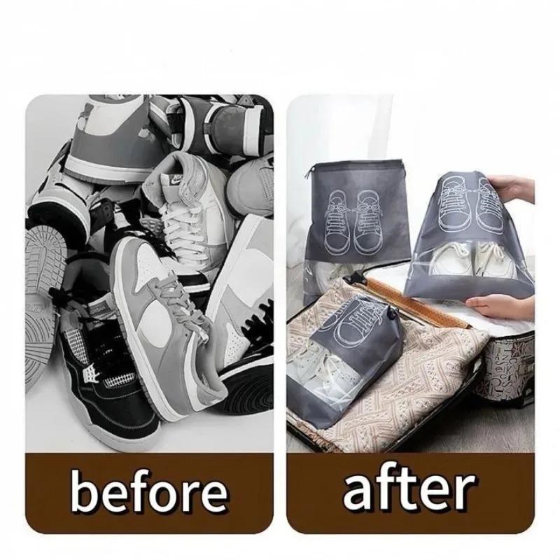 Shoes Storage Organizer Bags Non-woven Travel Portable Closet Bag Waterproof Pocket Clothing Shoes Tranparent Storage