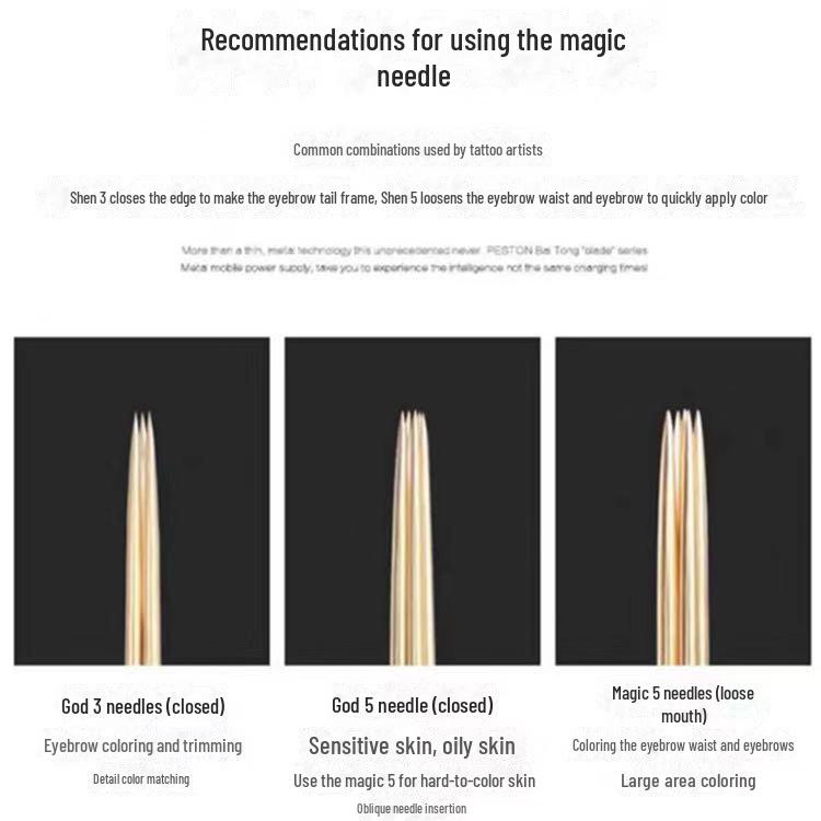 Goldener Nebelstift: Runde & Kleine Semi-Permanente Sticknadeln für Augenbrauen