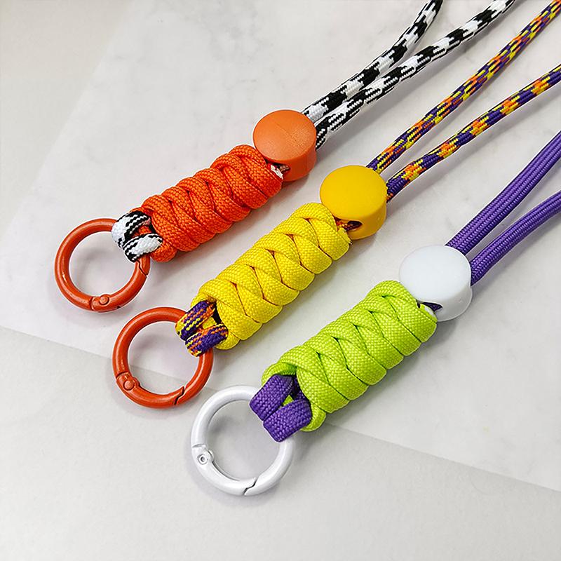 1Pc Color Combination Knot Mobile Lanyard Creative Short Braided Lanyard Mobile Phone Case Key Ring Can Be Detachable Anti-Loss
