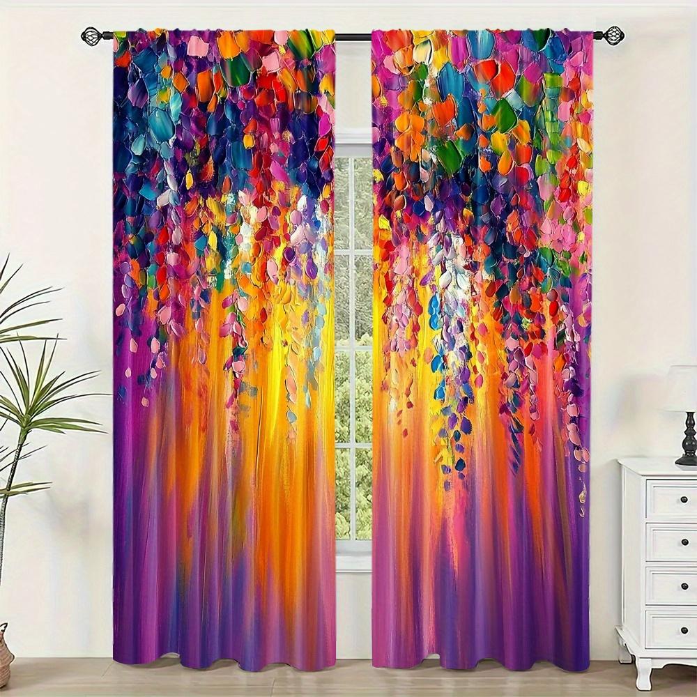 

2 шт. Современные модные шторы с принтом в виде роз в романтическом стиле, светофильтрующие шторы для гостиной, спальни, домашнего декора W100xH240(CM)x2pcs&Hook