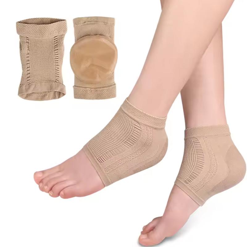 1 Pair Mesh Heel Socks Solid Color Anti-wear Anti-dry Crack Half Short Socks Heel Cover Pads Foot Care Heel Protector for Women