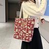 2025 Women's Korean Style Fashion Tote: Large Capacity Canvas Shoulder Shopping Bag with Print Design