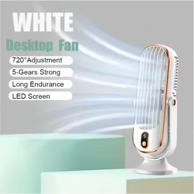 USB Rechargeable Desktop Fan with Brushless Motor for Home, Car, and Office – Portable, Adjustable, Small Electric Fan with Head-Shaking Feature.