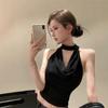 Pure desire Spice Girl neck swing neck vest women's summer waist and thin design short sexy backless sleeveless top
