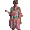 2026 European Fashion Stand Collar Print Bodycon Midi Dress with Three-Quarter Sleeves
