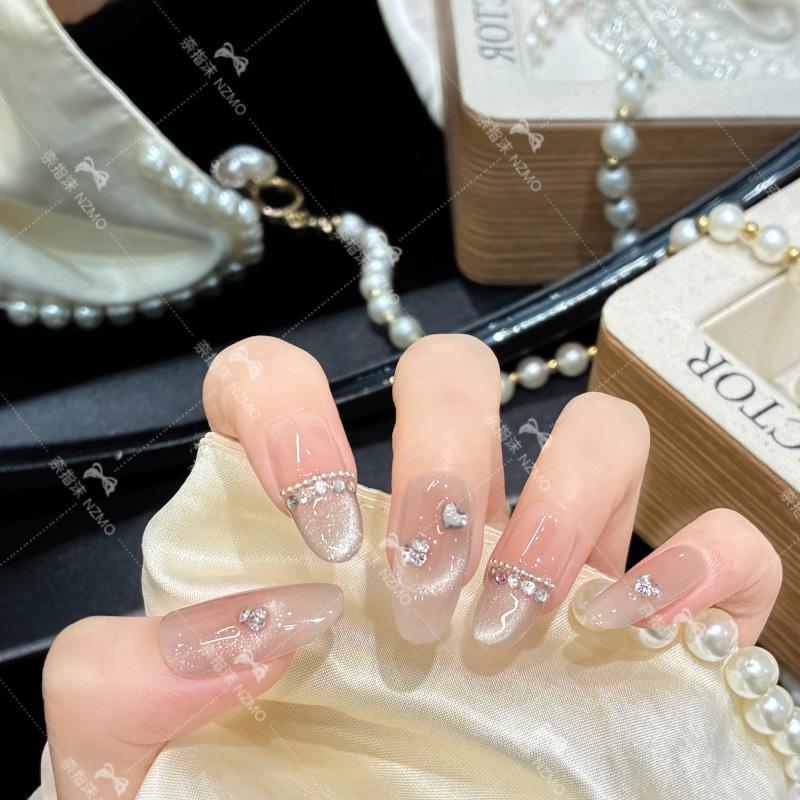 L12 Elegant Cat Eye Color-Enhancing Sparkly Handmade Wearable Nails