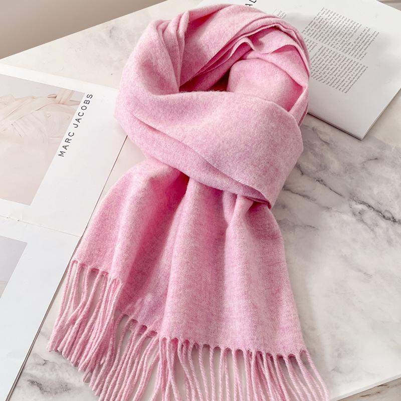 White Pure Scarf Women's Winter Korean Versatile High-end Sense Thickened Couple Scarf Dual-purpose High-end Gift
