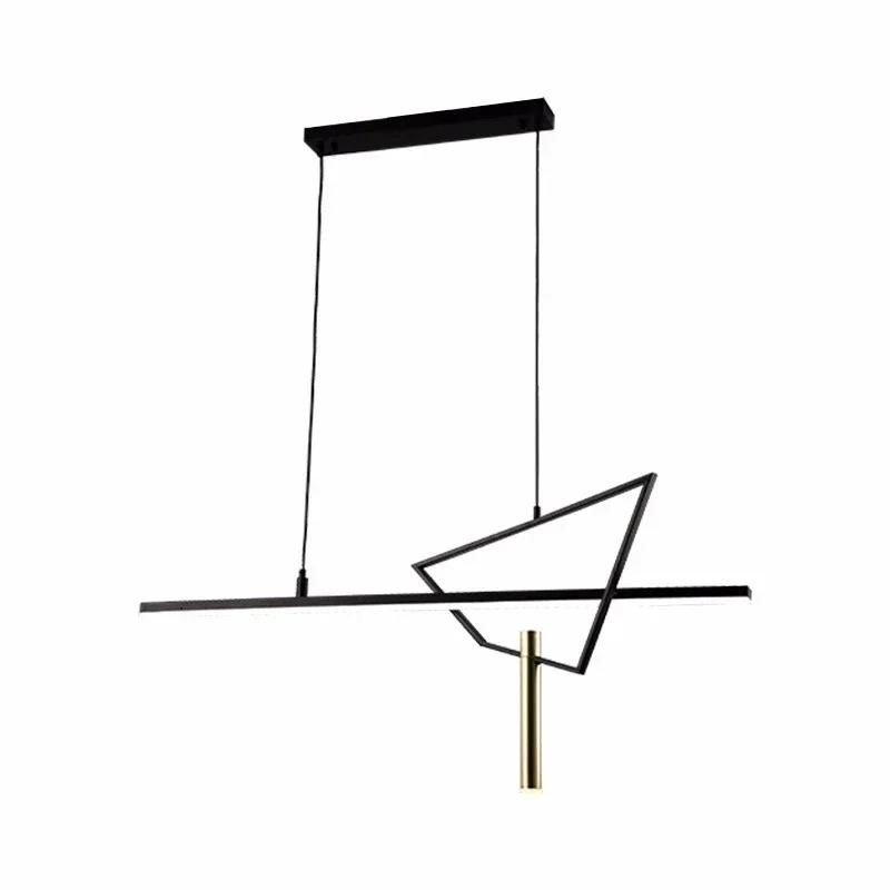 Nordic Black LED Pendant Lamps For Bedroom Bedside Living Room Kitchen Restaurant Bar Luminaire Hanging Geometry Chandelier