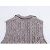Kaslead New Arrival Women's Clothing Fashion Style Old Money Style Polo Lapel Cable Stitch Knitting Sweater Vest