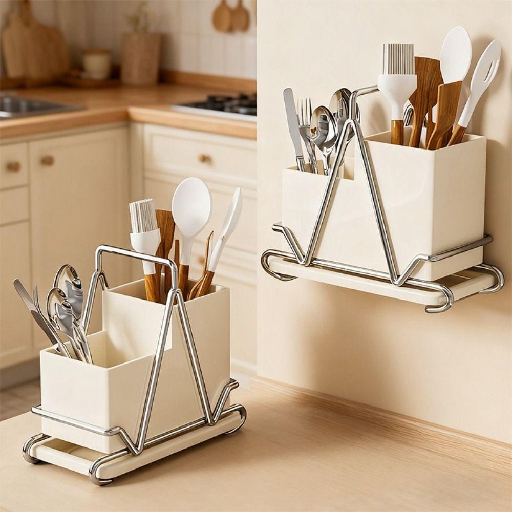 Stainless Steel Chopsticks Storage Box Countertop Type Utensil Holder Cutlery Organizer  for Home