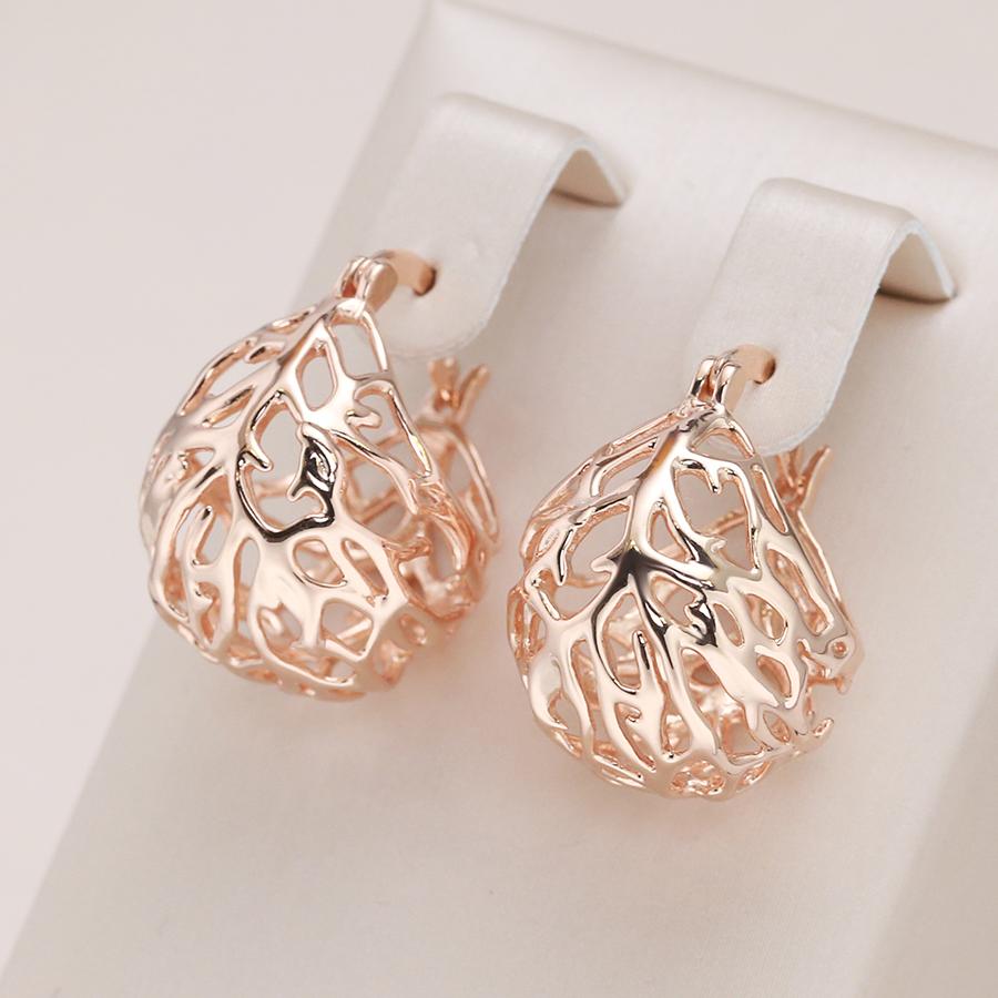 Fashion Glossy Hollow Ball Earring For Women Unusual Creative  Rose Gold Color Ethnic Bride Vintage Daily Jewelry New