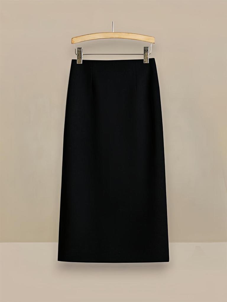 Basic House Black High Waist Pencil Skirt - Autumn/Winter Hip-Hugging Design for Women