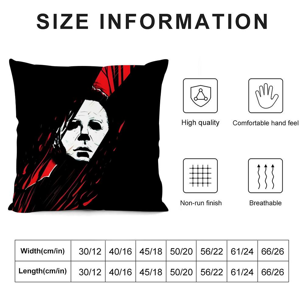 M-Michael M-Myers Horror Movie Cushion Cover Pillowcase Ultra Soft Skin Friendly Fabric Cloud Like Comfort & Concealed Zipper