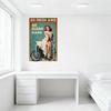 Vintage Teal Retro Cleaning Poster Metal Tin Sign, Pin-up Woman Curly Red Hair Gold Swimsuit Mid-20th Century Advertising Wall D