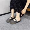 Fashion 2025 Summer Closed Toe Women's Slippers Fashion Belt Buckle Mesh Light  Comfortable Best Seller Concise Rome Solid Flat Slippers