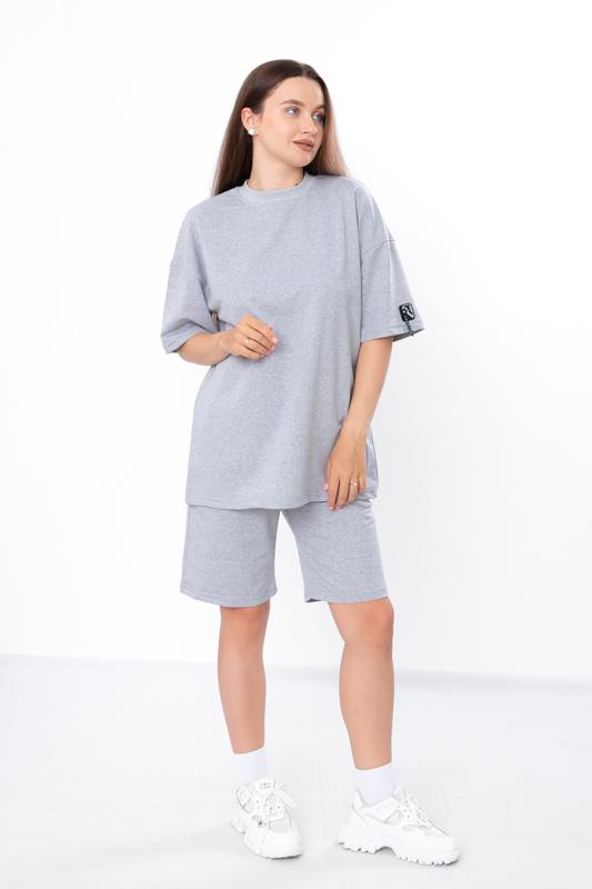Stylish Women’s Set – Oversized Tee with Drop Shoulders & Bermuda Shorts, Summer, 8400-057 HC