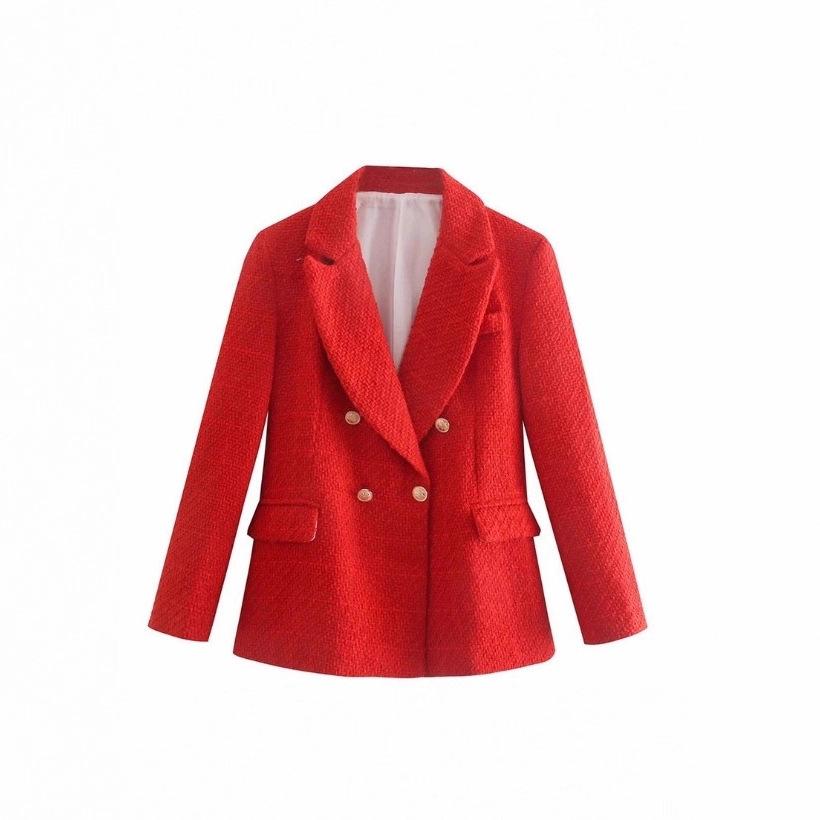 European and American women's clothing textured double-breasted blazer autumn and winter new fashion casual top