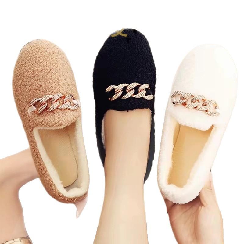 Doudou shoes, warm in autumn and winter, thick-soled new Mao Mao shoes, flat-soled versatile cotton shoes, velvet mother
