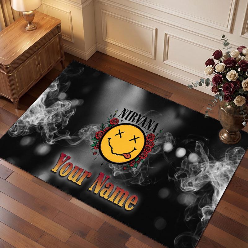 Nirvana Personalized Crystal Velvet Carpet, Customized Name Text Soft Anti‑Slip Rug for Living Room Bedroom