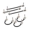 15cm/ 6in 30cm Guitar Effect Pedal Instrument Patch Cable 1/4" Silver Right-angle Plug Black PVC Jacket, 6-Pack