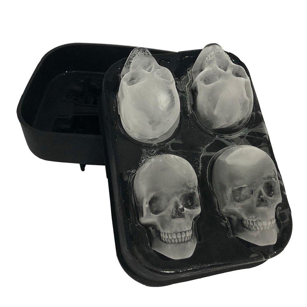 3D Skull Silicone Jello Ice Mold Flexible Cube Maker Tray for Halloween and Christmas Party for Whiskey Cocktails