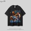 Übergroßes Retro Basketballstar Print T-Shirt Unisex Baumwolle Langarm Lockerer Schnitt Streetwear