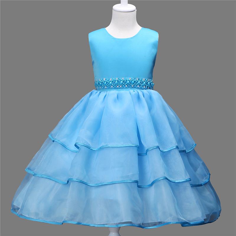 Robe de Mariage de Princesse Fait Main pour Enfants avec Fleurs en Tulle et Ceinture
