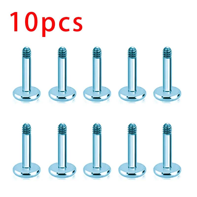 10pcs ASTM F136 Titanium Male Thread Labret Piercing 14G 16G Lab Lip Ear Tragus Replacement Body Jewelry Accessories
