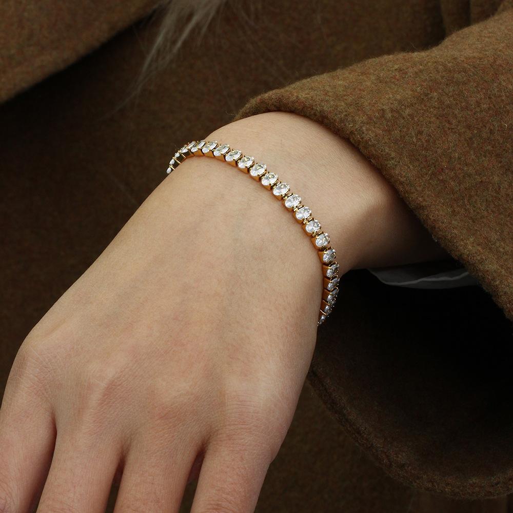 MamacitaSlay 316L Stainless Steel AAA Zircon Bracelet Necklace 18K Gold Plated Waterproof Jewelry Set Women's Luxury Jewelry