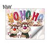 Christmas Scene Settings Static Cling Window Stickers, Cartoon Reindeer HOHOHO Art Glass Decals, Reusable Film Festive Holiday Decor for Home Windows