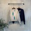 C S In The Room Manuel Color bloCk Argyle Semi Crop Knit 2Color