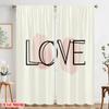 2pcs 2D flat printing Window Curtains Watercolor Blush Love Fabric Without Electricity Festive Wall Decor for Holiday Family
