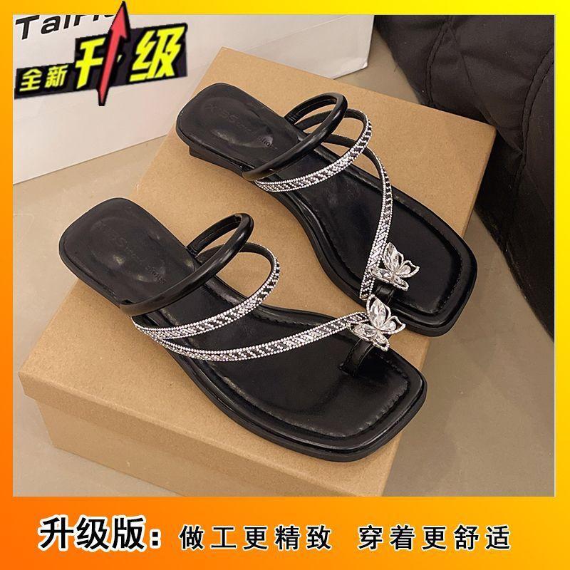 French rhinestone fairy absolutely beautiful woman cool slippers 2025 summer new fashion versatile comfortable skirt