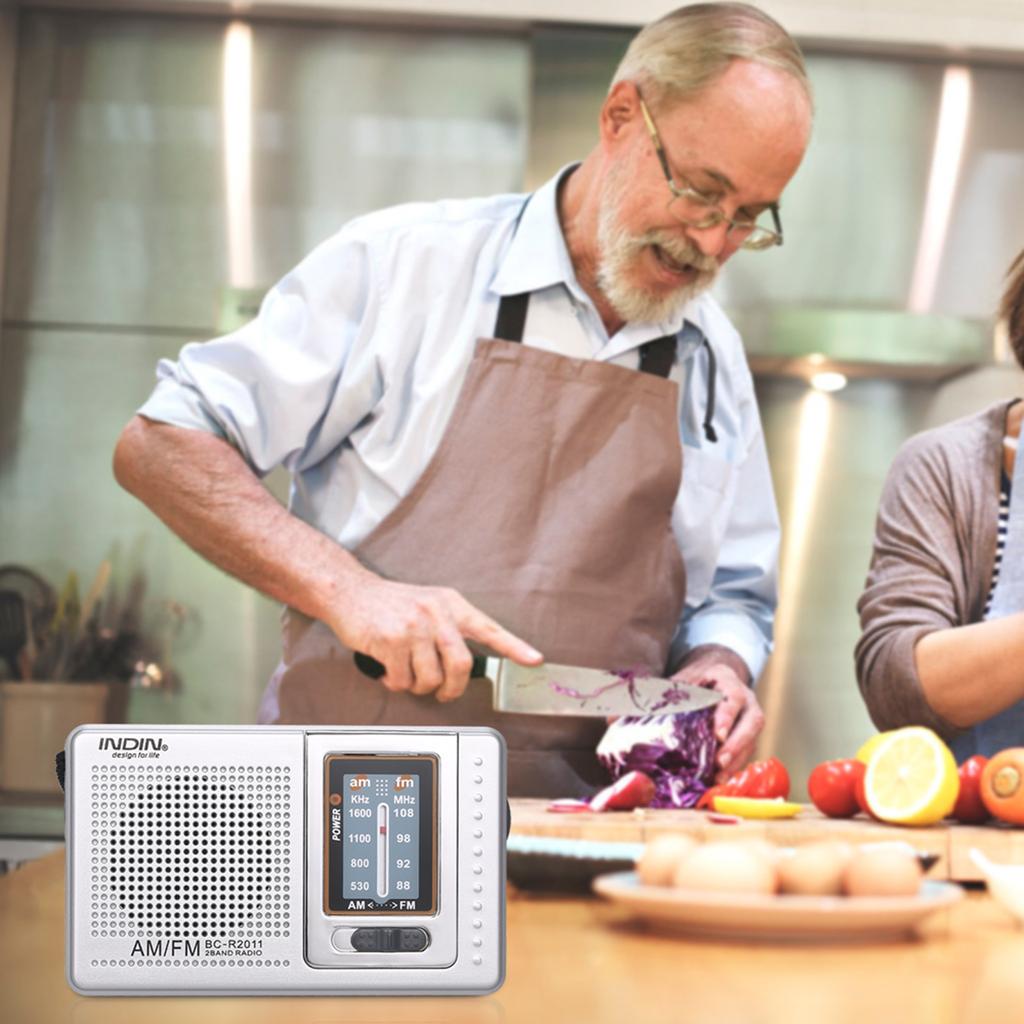 INDIN BC R2011 Mini AM FM Radio 2 Band Radio Receiver Portable Pocket Radio Built in Speaker w Headphone Jack