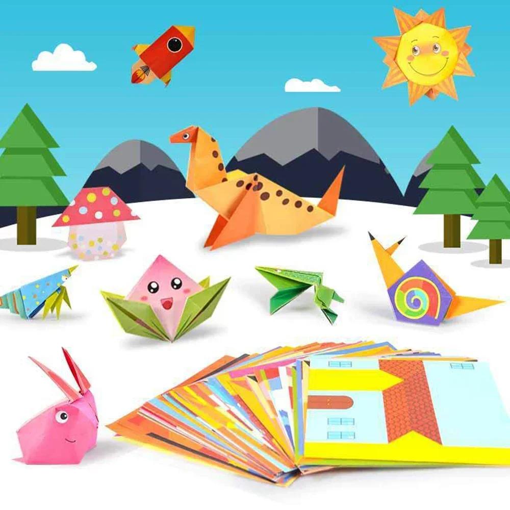 54 Seiten Montessori-Spielzeug, DIY-Bastelspielzeug für Kinder, 3D-Cartoon-Tier-Origami-Handarbeit, Papierkunst, Lernen, Lernspielzeug für Kinder