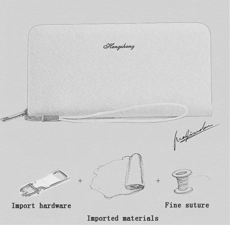 Hengsheng Men's Business Casual Clutch Wallet - Large Capacity Long Coin Purse with Hand Strap