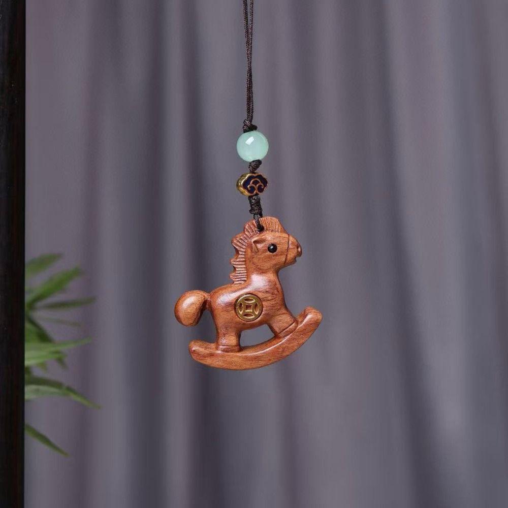 Traditional Horse Keychain Wooden Horse Pendant Backpack Ornaments Car Keychain  Bag Decoration