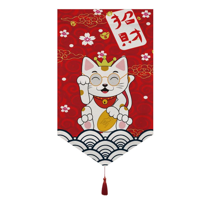 Japanese Short Curtain Doorway Noren Sushi Shop Triangle Flag Kitchen Home Decor Drapes Ramen Restaurant Hanging Half-Curtain