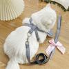 Dog Cat Blue Striped Scarf Going Out Leash Chest Strap Walking Dog Clothes Pet Supplies