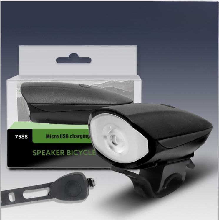 1Pc Bicycle Lights Horn Lights Headlights USB Charging Mountain Bike Waterproof Lights Bicycle Night Ride Accessories Equipment