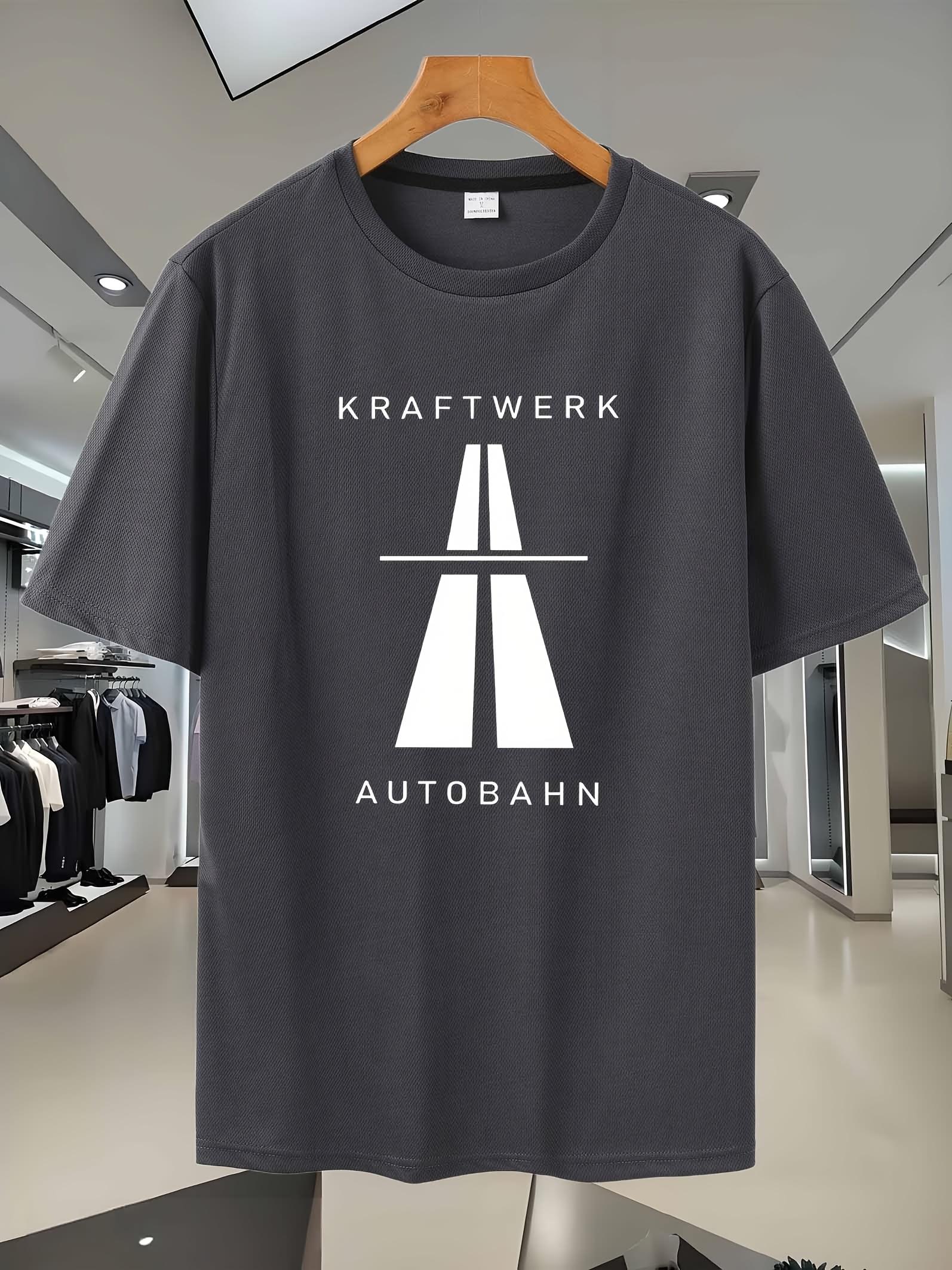 

33I Sporty Casual Short Sleeve T-shirt - Breathable Mesh Fabric with Unique Autobahn Highway Graphic Print S