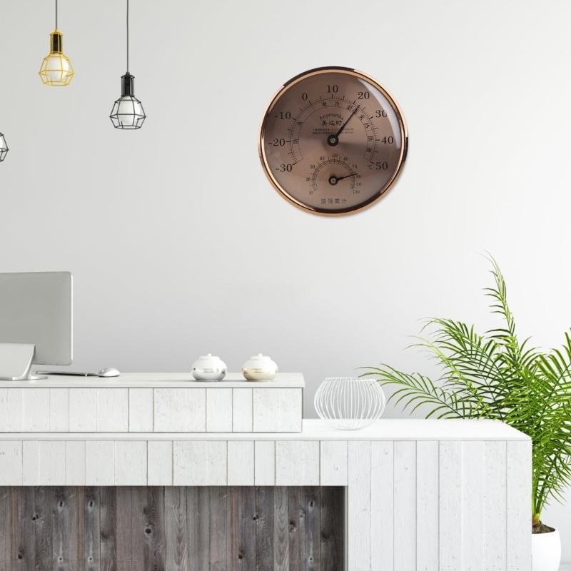 Indoor Outdoor Thermometer Round Large Wall Thermometer-Hygrometer Waterproof Does not Require Battery