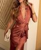 2026 Summer New French Temperament Lapel with Rotator Sleeves Cardigan Dress Women's Holiday Style Long Dress European and American Style