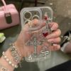 Luxury Bling Gothic Cross Love Heart Flame Snake Clear Phone Case For iPhone 17 16 15 13 12 11 Pro Max 14 Plus Epoxy Soft Cover
