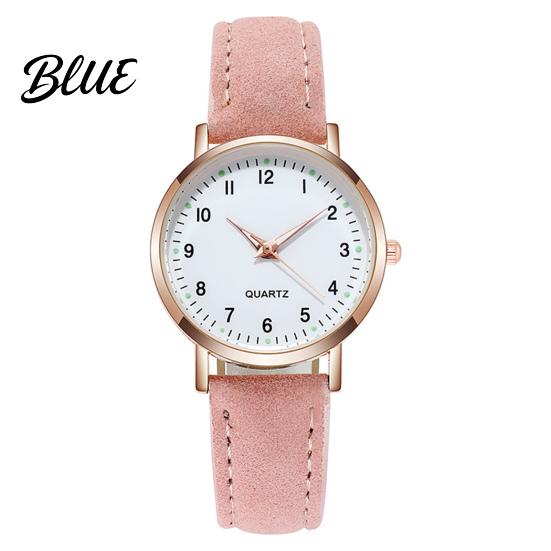 Macaron Color Watch Women Luminous Dainty Analog Quartz Adjustable Leather