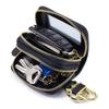 Unisex Genuine Leather Double Zipper Key Holder Waist Bag