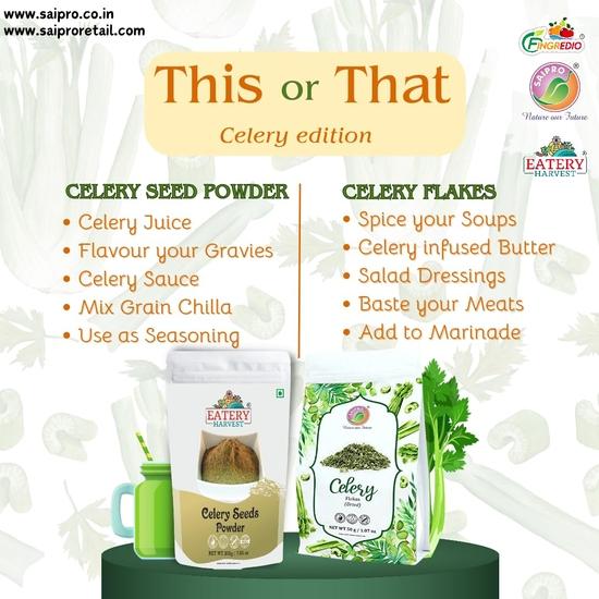 Saipro's EATERY HARVEST Celery Flakes 100 gm(50 g*2 packs), Dried Celery Leaves For, dips for crunch, in soups smoothies for a mild flavor Spices