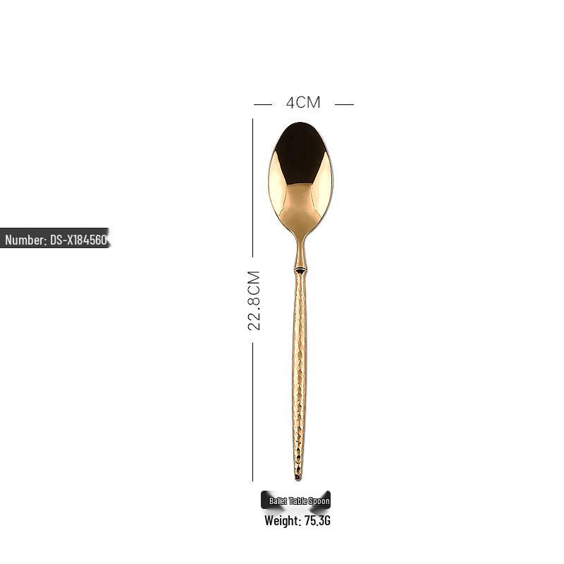 Edelstahl 304 Hammergriff Besteckset: Fruchtmesser, Gabel, Löffel, Steakmesser, Dessertlöffel - 3 Stück